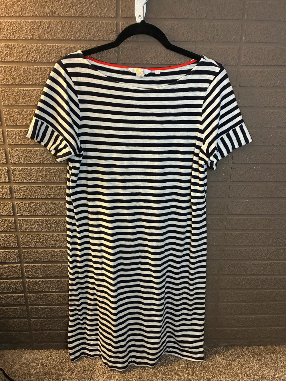 Boden Black & White Striped Midi Shift Dress